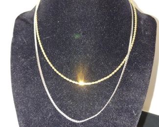 14 karat white gold necklace 14 karat yellow gold necklace