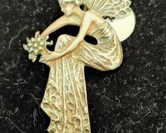 Art Nouveau sterling silver pin pendant