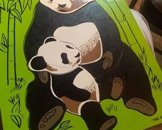 Judy Instructo Vintage Wooden Puzzle Panda and Cub 10 piece 1990 J506032R