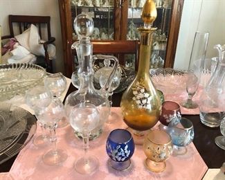 Beautiful vintage decanters and glasses