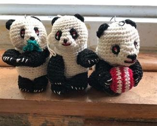 Hand crocheted Panda Bear ornaments 