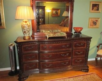 Ornate Carved Mahogany BR Set by A.R.T 
