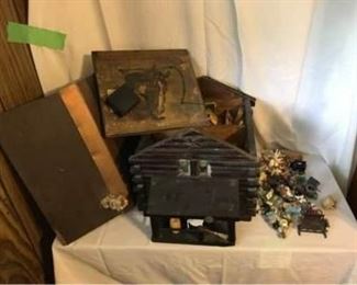 Antique Log Cabin Doll House and Toys