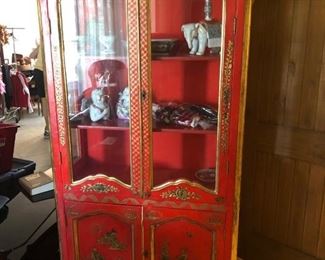 Red Chinese China Cabinet