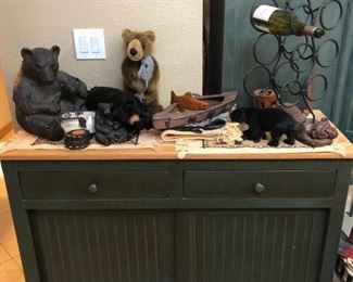 Green Wood Serving Cabinet
