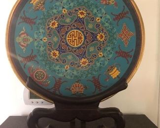 Large Cloisonné Charger w/Stand