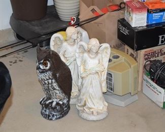 Angel and Owl Statues