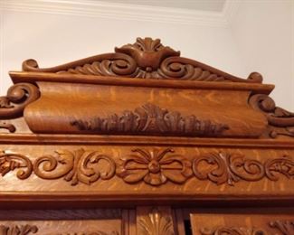 Detail on Karges Tiger Oak Armoire