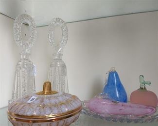 perfume bottles and paperweights