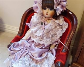 toddler childs chair and doll
