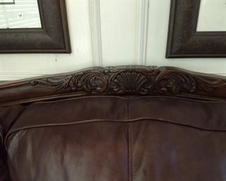 trim detail on leather sofa
