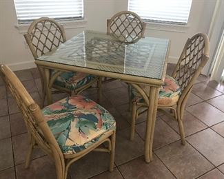 Rattan table and 4 chairs