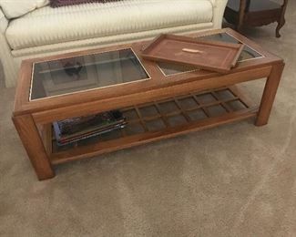 Coffee table with glass inserts