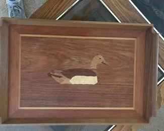 Wood serving tray with insert
