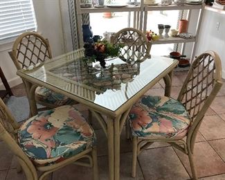 Rattan and bamboo table and chairs