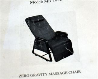 Owner's Manual for the Zero Gravity Massage cChair. Model MR-1032