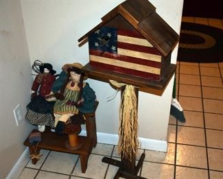 More Handcrafted items including a patriotic themed  birdhouse type decorator piece.