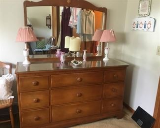 Modern Chest and Mirror, Matching Lamps