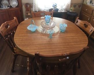 Kitchen Table or Dinette and Blue Glass