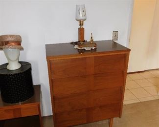 MCM modern tall boy chest of drawers and night stand