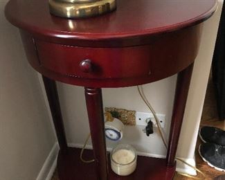 Wood half moon table with drawer