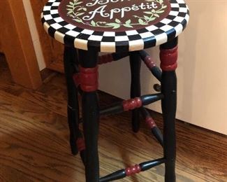Wooden hand painted stool