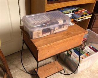 Wooden table, opens