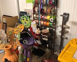Ribbon rack; misc. seasonal decor