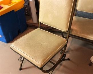 Vintage wrought iron & vinyl chairs, 4
