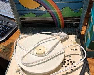 Vintage record player in case