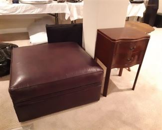 Several Ethan Allen leather ottomans