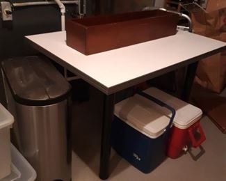 Coolers, still waste can, heavy duty craft table