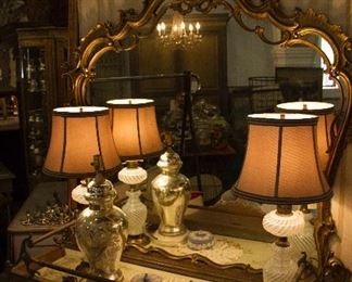 Antique Mirrors and Lamps