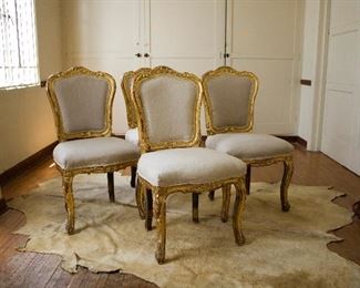 Antique French Gold Dinning Chair Set #2