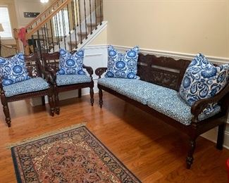 Mahogany Bench/ Chairs/ New Cushions