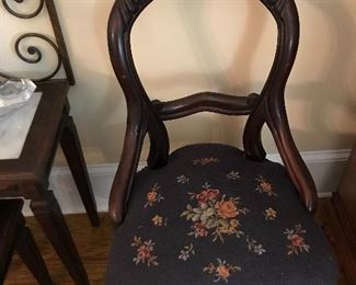 Needlepoint seat Victorian chair