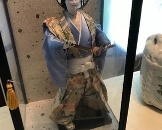 Samurai warrior in glass case