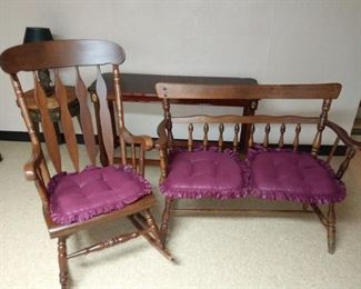 Wood bench and rocker