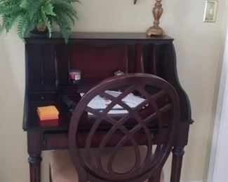 Wooden Desk with Chair and Wall art