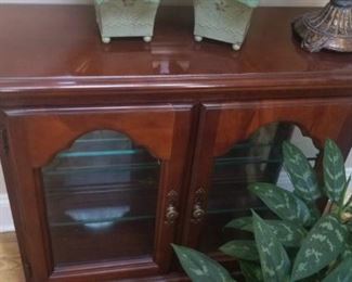 wooden table with cabinet