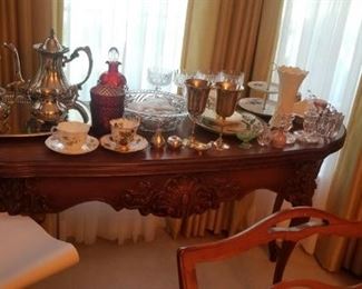 table in dining room dark wood