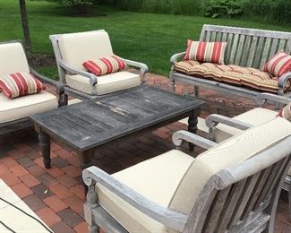 Teak Wood Set - Bench, 4 Chairs and Coffee Table