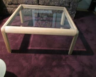 "Kanna Collection" Cocktail Table with Insert Bevelled  Glass Top