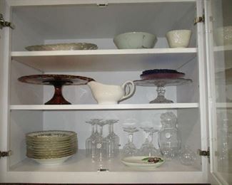 Vintage glass pedestal cake plates