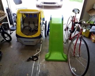 Kids slide, bike and ten speed bike