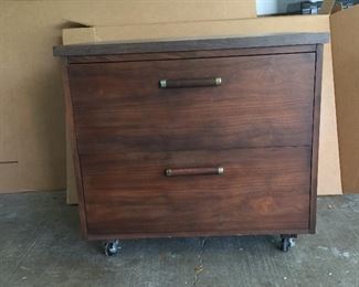 Wood 2drawer lateral file cabinet- on wheels 