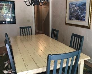 FARMHOUSE Table & 6 Ladderback Dining Chairs