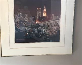 Framed Signed Photo of Downtown Cleveland