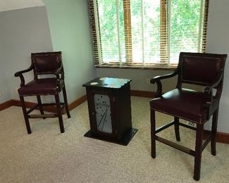 Billiard/Bar Stools w/Nailhead Trim & Billiard Chest