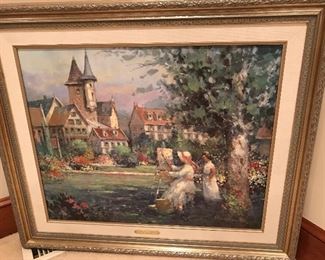 "The Art Lesson" Linograph on Canvas